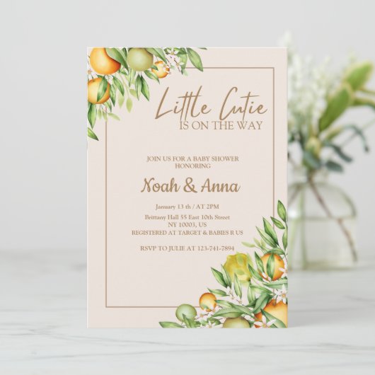 小さなエレガントかわいこちゃんは赤ちゃんシャワーの途中にある 招待状 (スタンド正面)