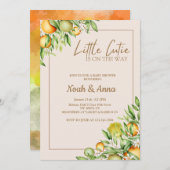小さなエレガントかわいこちゃんは赤ちゃんシャワーの途中にある 招待状 (正面/裏面)