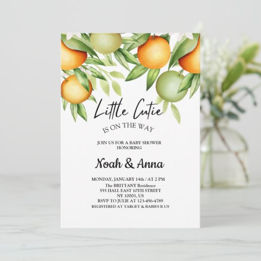 小さなエレガントかわいこちゃんは赤ちゃんシャワーの途中にある 招待状 (スタンド正面)