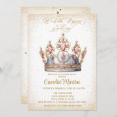 小さなエレガントプリンセスピンクと金ゴールドの赤ちゃんシャワー 招待状 (正面/裏面)