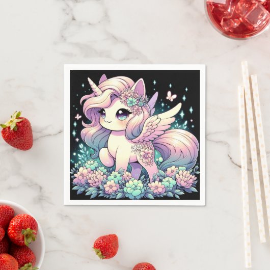小さなエレガントユニコーン赤ちゃんシャワー スタンダードカクテルナプキン (インサイチュ)