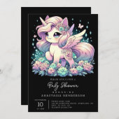 小さなエレガントユニコーン赤ちゃんシャワー 招待状 (正面/裏面)
