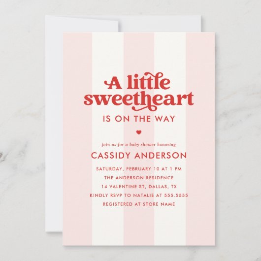 小さなエレガント恋人のバレンタインデーシャワー 招待状 (正面)