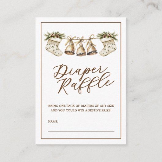 小さなエレガント赤んメリー坊シャワーおむつラッフル エンクロージャーカード (正面)