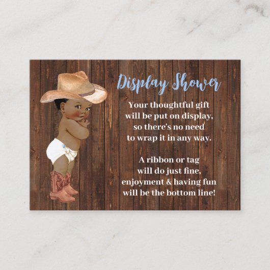 小さなオウムカウボーイ表示なしラッピング赤ちゃんシャワー エンクロージャーカード (正面)