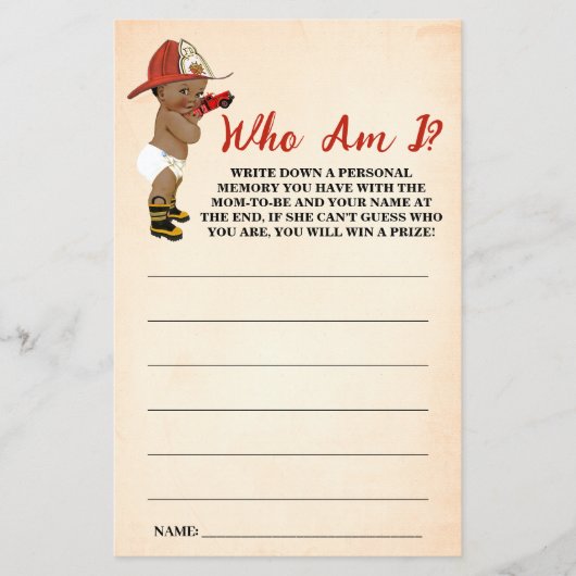 小さなオウム消防士I赤ちゃんシャワーのゲームカード チラシ (正面)