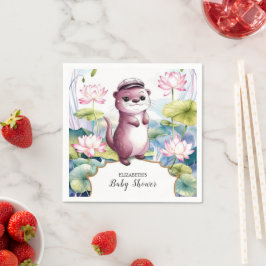 小さなオッターの赤ちゃんシャワー スタンダードカクテルナプキン