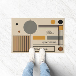 小さなオフセンタースタイリッシュは、名前を歓迎 ドアマット