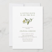 小さなオリーブミニマリストの赤ちゃんシャワー 招待状 (正面)