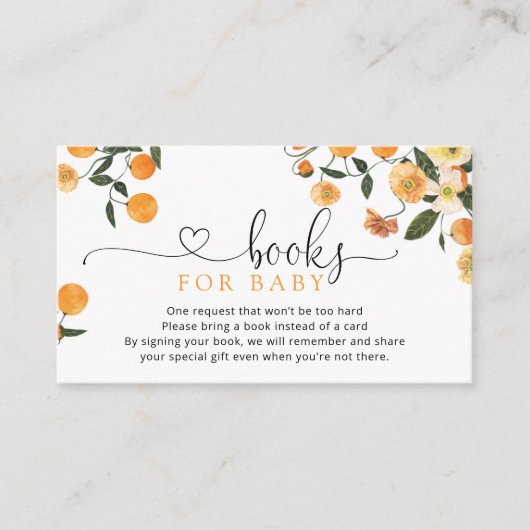 小さなオレンジのかわいこちゃん赤ちゃんシャワー本ベビーenc エンクロージャーカード (正面)