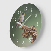 小さなオレンジのハチドリ  ラージ壁時計 (傾斜)