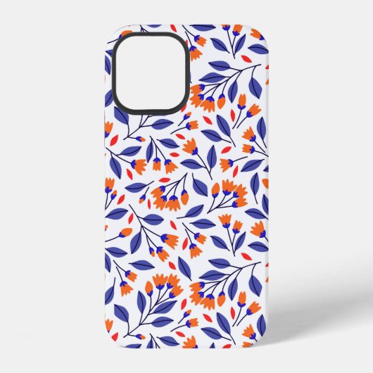 小さなオレンジの花の継ぎ目のない模様 iPhoneケース (裏面)