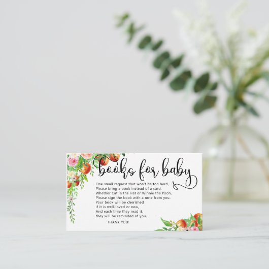 小さなオレンジ色のかわいこちゃんの赤ちゃんシャワーブックベビーen エンクロージャーカード (スタンド正面)