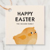 小さなオレンジ色のチキンを持つハッピーイースター フェイバータグ (正面)