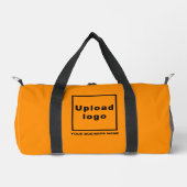 小さなオレンジ色のビジネス名とロゴ ダッフルバッグ (正面)