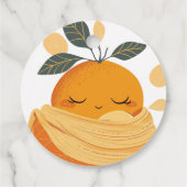 小さなオレンジ色のベビーシャワー フェイバータグ (裏面)