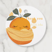 小さなオレンジ色のベビーシャワー フェイバータグ (正面)