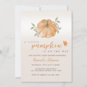 小さなオレンジ色の秋の赤ちゃん歓迎会 招待状 (正面)