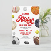 小さなオールスターが行く！スポーツ赤ちゃんシャワー 招待状 (スタンド正面)