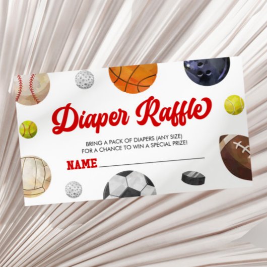 小さなオールスタースポーツ赤ちゃんシャワーおむつラッフル エンクロージャーカード