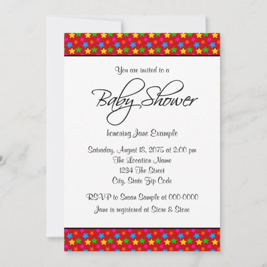 小さなオールスターベビーシャワー 招待状 (裏面)