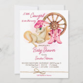 小さなカウガールがやってくる! 馬の赤ちゃん歓迎会 招待状 (正面)