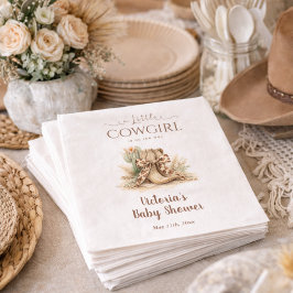 小さなカウガール西部劇テーマのベビーシャワー スタンダードカクテルナプキン