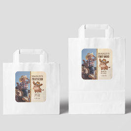 小さなカウボーイかわいいベビー馬の写真の誕生日 スクエアシール