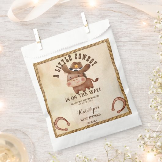 小さなカウボーイかわいいベビー馬の赤ちゃんシャワー フェイバーバッグ (クリップ留めされた状態)