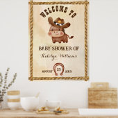 小さなカウボーイかわいいベビー馬ハットベビーシャワー ポスター (キッチン)