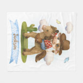 小さなカウボーイかわいい牛 フリースブランケット (正面(横))