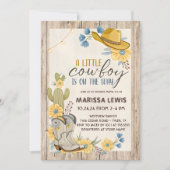 小さなカウボーイがやってくる ブルー イエロー ウエスタン 招待状 (正面)