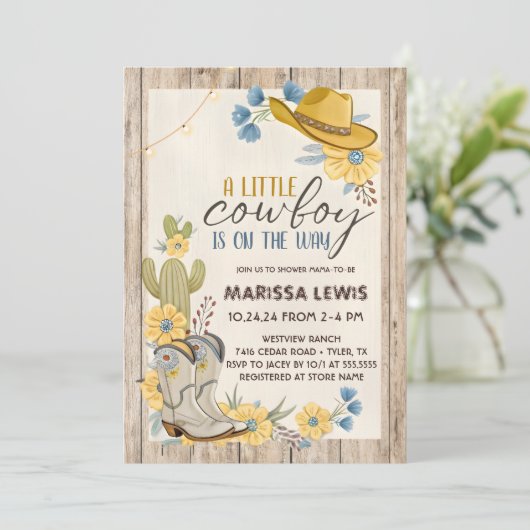 小さなカウボーイがやってくる ブルー イエロー ウエスタン 招待状 (スタンド正面)