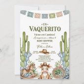 小さなカウボーイがやってくる！ロデオ ベイビー シャワー 招待状 (正面)