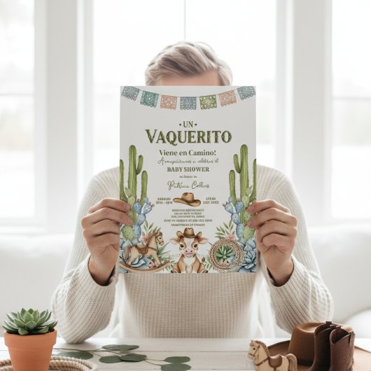 小さなカウボーイがやってくる！ロデオ ベイビー シャワー 招待状