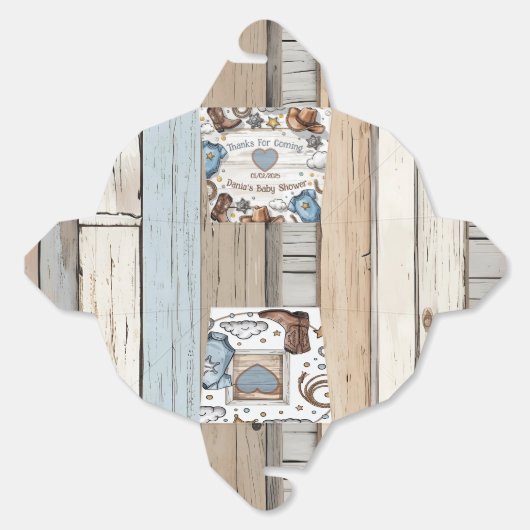 小さなカウボーイがウェスタンの赤ちゃんシャワーを浴びる フェイバーボックス (見開き)