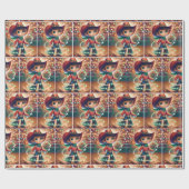 小さなカウボーイがクリスマスライトを回す ラッピングペーパー (フラット)