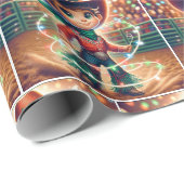 小さなカウボーイがクリスマスライトを回す ラッピングペーパー (ロールコーナー)