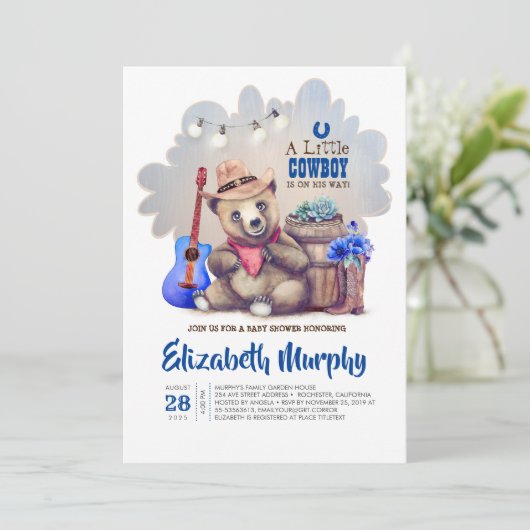 小さなカウボーイがベビーシャワーを持って行く 招待状 (スタンド正面)