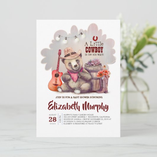 小さなカウボーイがベビーシャワーを持って行く 招待状 (スタンド正面)