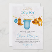 小さなカウボーイが彼の道に招待状ブルー 招待状 (正面)