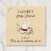 小さなカウボーイが彼の道に西の赤ちゃんシャワー フェイバータグ (正面)