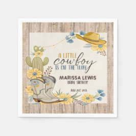 小さなカウボーイが彼の道を行く黄色西部 スタンダードカクテルナプキン