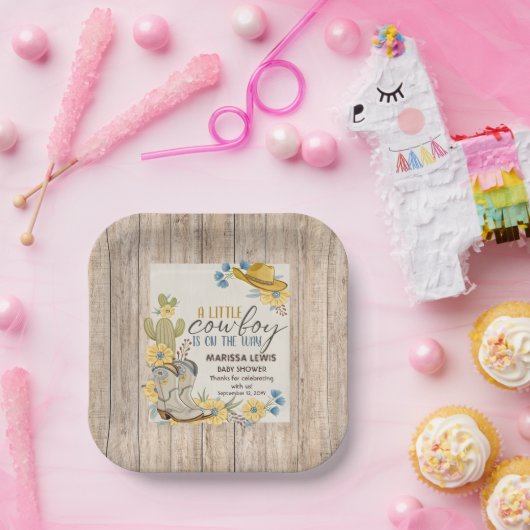 小さなカウボーイが彼の道を行く黄色西部 ペーパープレート (パーティー)