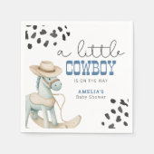 小さなカウボーイが男の子の赤ちゃんのシャワーを途中にある スタンダードカクテルナプキン (正面)