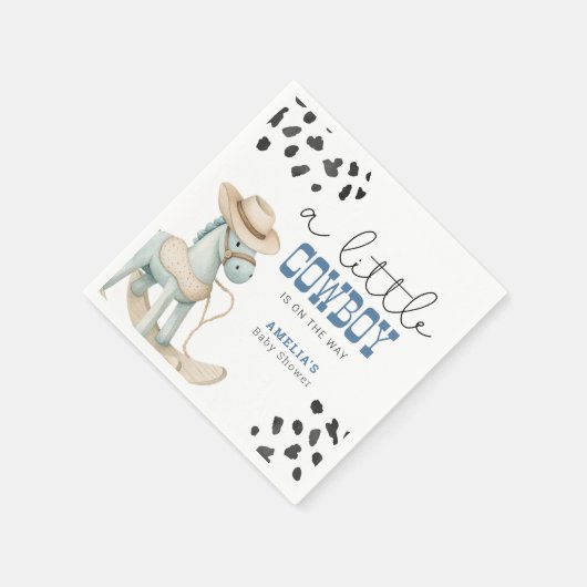 小さなカウボーイが男の子の赤ちゃんのシャワーを途中にある スタンダードカクテルナプキン (角)