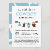 小さなカウボーイが西の赤ちゃんシャワーを途中にある 招待状 (正面/裏面)