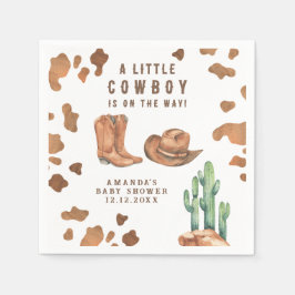 小さなカウボーイが赤ちゃんシャワーを浴びている スタンダードカクテルナプキン