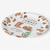 小さなカウボーイが赤ちゃんシャワーを浴びている ペーパープレート (アングル)