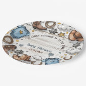 小さなカウボーイが赤ちゃんシャワーを浴びる途中 ペーパープレート (アングル)